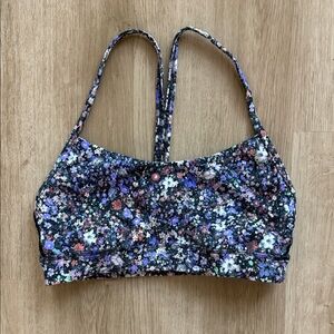 Lululemon Athletica Black and Purple Floral Sports Bra